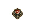 TierraCast Antique Brass (plated) Red Enamel Flower Square Button 14x15mm