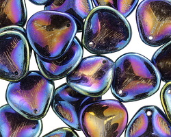 Czech Glass Iris Blue Rose Petal 13mm