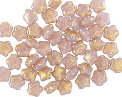 Czech Glass Pink Opal w/ Gold Flecks Star 6mm