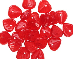 Czech Glass Red Opal Leaf Drop 9mm