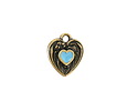 TierraCast Antique Brass (plated) Light Sky Blue Enamel Heart in Heart Shaped Focal 12.5x14mm