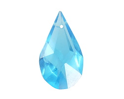 Czech Antique Crystal Aquamarine Faceted Drop Focal 16x27mm