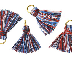 Red, White & Blue w/ Jump Ring Thread Tassel 20mm