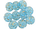 Czech Glass Gilded Aqua Dahlia Coin 14mm