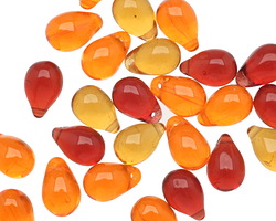 Czech Glass Flame Mix Teardrop 6x9mm