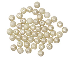 Czech Glass Ivory w/ Mercury Glass Finish Round Druk 4mm