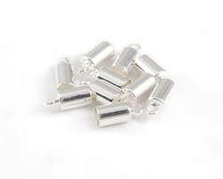 Silver (plated) 3mm Glue-In Cord End w/ Loop 9x4mm