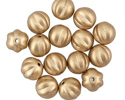 Czech Glass Matte Metallic Flax Gold Melon Round 8mm