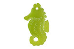 Olive Green Beach-Style Glass Sea Horse Pendant 17x29mm