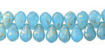 Czech Glass Matte Aquamarine w/ Gold Flecks Teardrop 6x9mm