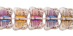 Czech Glass White w/ Rainbow Metallic Butterfly 16x11mm
