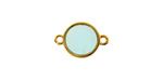 24K Gold (Plated) Transparent Sea Green Resin Round Focal Link 12x17mm