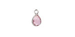 Rose Pink Crystal Teardrop in Silver Finish Bezel 6.5x11.8mm