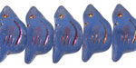 Czech Glass Matte Sapphire w/ Metallic Rainbow Bird 11x22mm