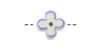 Lake Blue Rimmed w/ Sea Green Dot Porcelain Flower 15mm