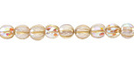 Czech Glass White Opal AB w/ Gold Faceted Melon 6mm