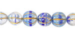 Czech Glass Blues Mix w/ Gold Melon Round 10mm