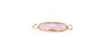 Rose Pink Crystal Elongated Oval Link in Gold Finish Bezel 22x6mm