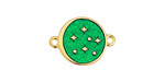 24K Gold (plated) Transparent Emerald Enamel Starry Night Focal Link 15x20mm