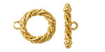 Satin Hamilton Gold (plated) Twisted Rope Toggle Clasp 20x17mm, 21mm Bar