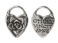 Green Girl Pewter "Love Conquers All" Flower Heart Focal 28x38mm