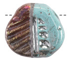 Mykonos Ceramic Raku Metallic Frosted Copper Fossil Pendant 42x37mm