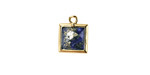 Lapis w/ Gold Finish Faceted Square Focal 10x13mm