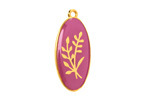 24K Gold (Plated) Berry Enamel w/ Gold Floral Design Focal 13x27mm