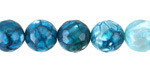 Aqua/White Fire Agate Faceted Round 10mm