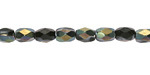 Czech Glass Jet w/ Silver AB Fire Polished Faceted Rice 8x6mm