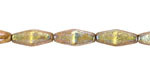 Czech Glass Textured Light Rose AB w/ Gold Rhombus 14x7mm