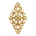 Vintaj Solid Brass Rococo Diamond Filigree Focal 44x26mm