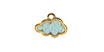 24K Gold (Plated) Transparent Sea Green Glitter Resin Cloud Focal 16x12mm