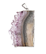 Amethyst Slice Pendant Set in Silver (plated) 22-25x47-48mm