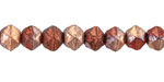 Czech Glass Textured Ruby w/ Copper English Cut Bead 7x8mm
