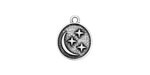 Antique Silver (plated) Crescent Moon & Stars Oval Focal 12x16mm
