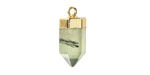 Prehnite w/ Rutile Point w/ Gold Finish 8x16mm