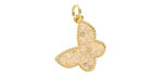 Mother of Pearl in White Enamel w/ Gold Finish Butterfly Pendant 13x16mm
