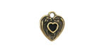 TierraCast Antique Brass (plated) Jet Enamel Heart in Heart Shaped Focal 12.5x14mm