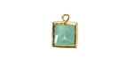 Brazil Amazonite w/ Gold Finish Faceted Square Focal 10x13mm
