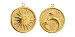 14K Gold (plated) Stainless Steel 2-sided Sun & Moon Focal 18x20mm