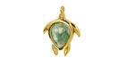 Green Strawberry Quartz w/ Gold Finish Sea Turtle Focal 15x19mm