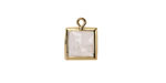 Rock Crystal Quartz w/ Gold Finish Faceted Square Focal 10x13mm