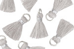 Light Gray w/ Silver Binding & Jump Ring Thread Tassel 18mm