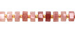 Strawberry Quartz Microfaceted Hexagon Heishi 4x8mm