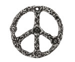 Green Girl Pewter Floral Peace Sign Focal 38mm