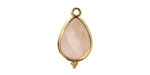 Rose Quartz w/ Gold Finish Faceted Teardrop Focal 12x21mm