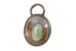 Gaea Ceramic Magical Mist Oval set in Antique Copper Bezel 28-30x18-19mm