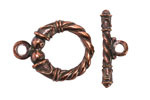 Mykonos Antique Copper (plated) Ornate Roped Toggle Clasp 28x21mm, 25mm Bar