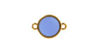 24K Gold (Plated) Transparent Sapphire Resin Round Focal Link 12x17mm